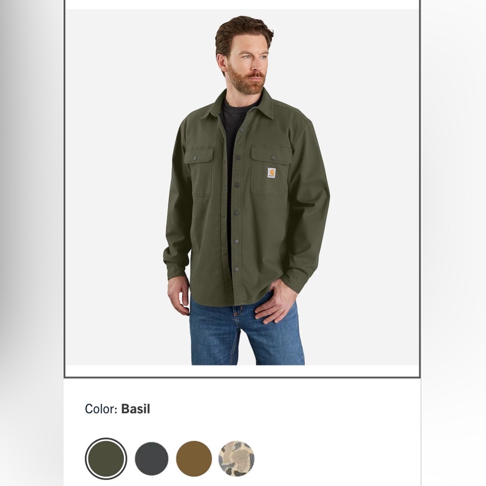RUGGED FLEX® RELAXED FIT CANVAS FLEECE-LINED SHIRT JAC